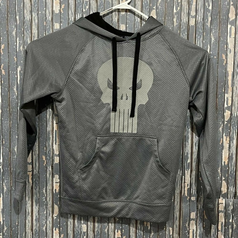 Marvel The Punisher Hoodie Gray Longsleeve Mens Size Small